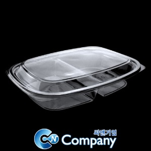 PET일회용반찬도시락 샐러드포장용기 2칸 투명 360개세트 박스 DL-214
