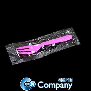 일회용포크 디저트 핑크 개별포장 500개1봉 소량 TP-12cm